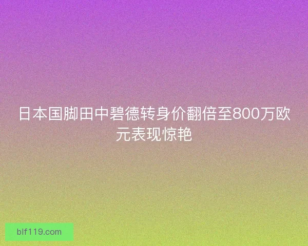 日本国脚田中碧德转身价翻倍至800万欧元表现惊艳