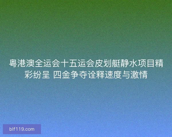 粤港澳全运会十五运会皮划艇静水项目精彩纷呈 四金争夺诠释速度与激情